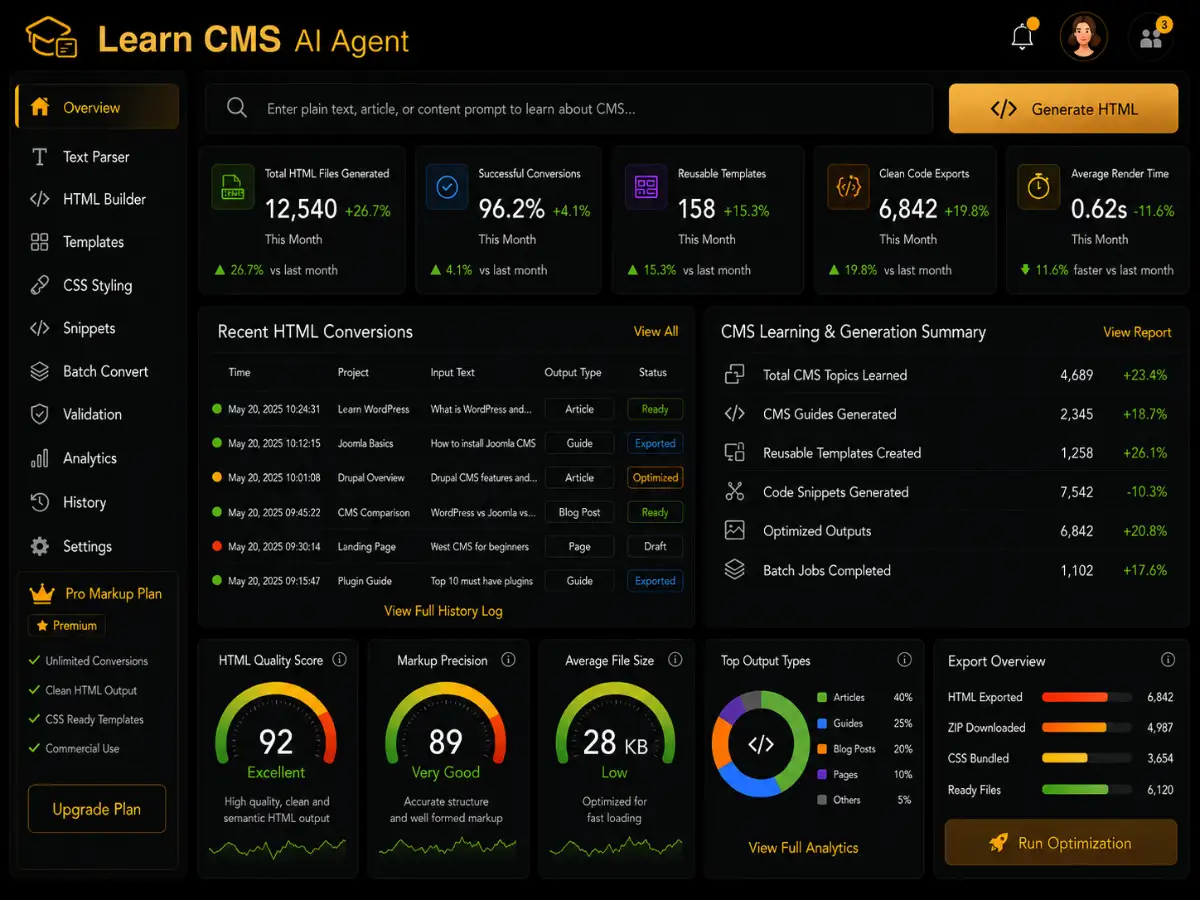 learncms.app AI CMS learning agent app — learning dashboard preview